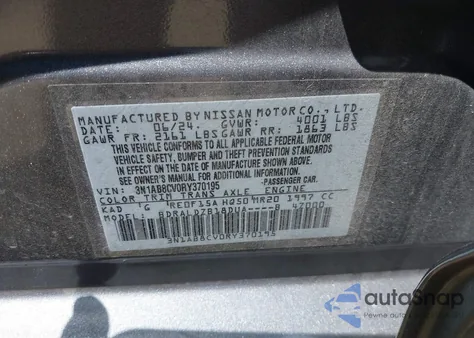 2024 Nissan Sentra Sv Xtronic Cvt из США, поврежденный, VIN 3N1AB8CV0RY370195